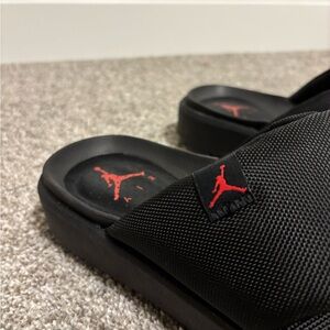 Jordan Black and Red Platform Slides